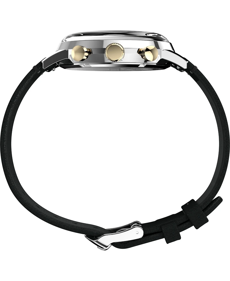 Timex Men's Analog Black Leather Strap Watch, 40mm