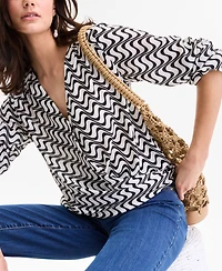 I.n.c. International Concepts Women's Printed Surplice Blouse, Exclusively at Macy's