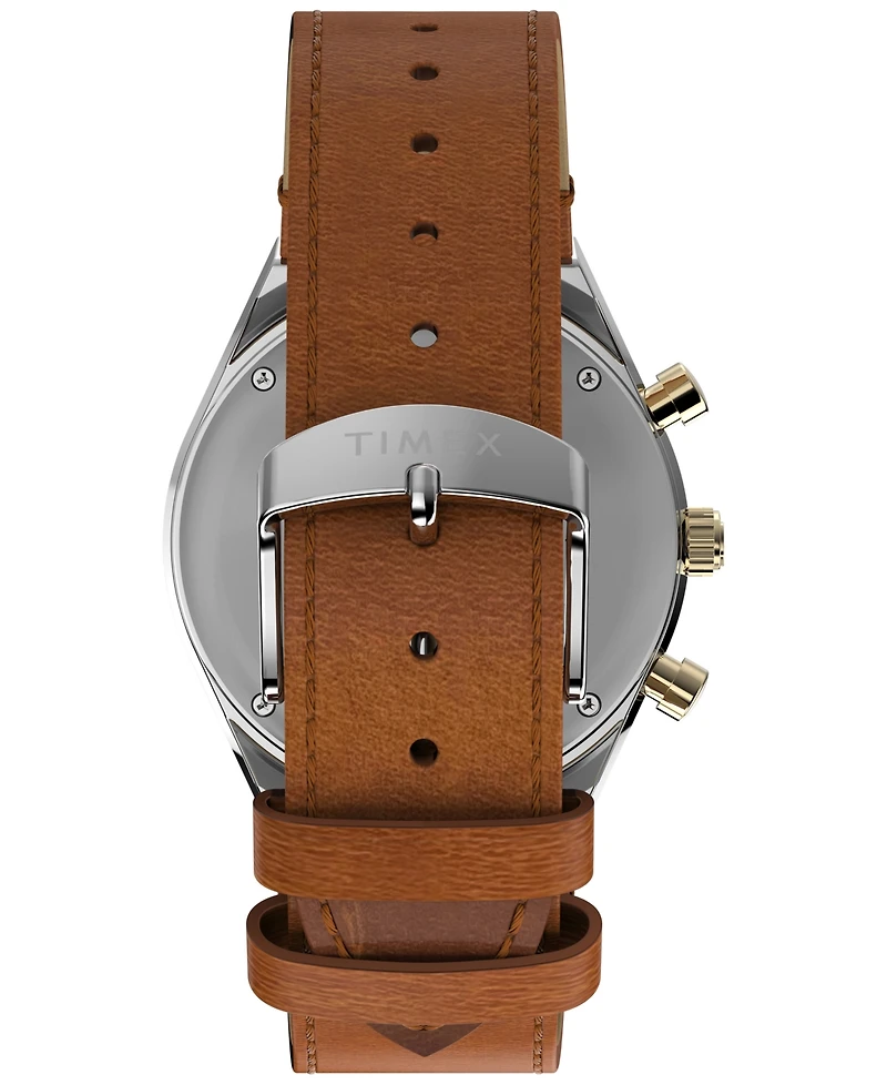 Timex Men's Analog Brown Leather Strap Watch, 40mm