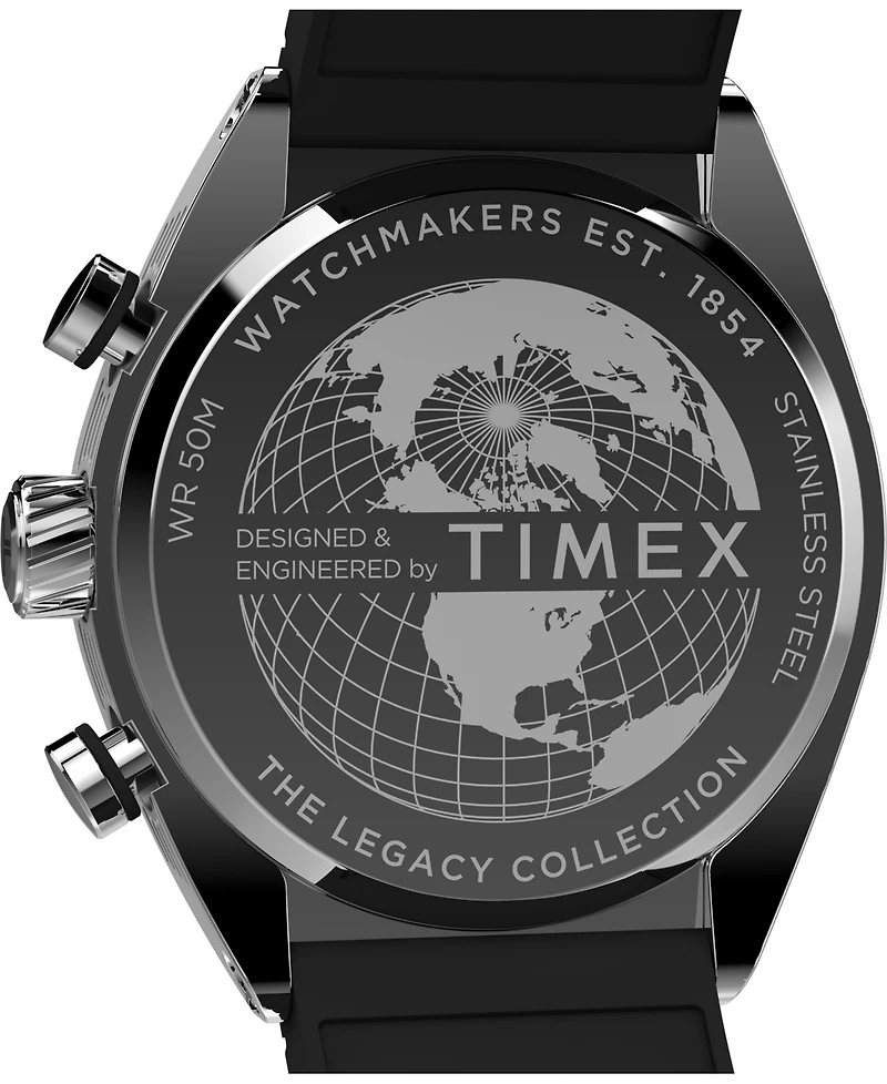 Timex Men's Analog Black Rubber Strap Watch, 42mm