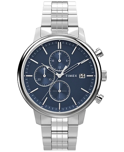 Timex Men's Analog Silver-Tone Stainless Steel Watch, 45mm