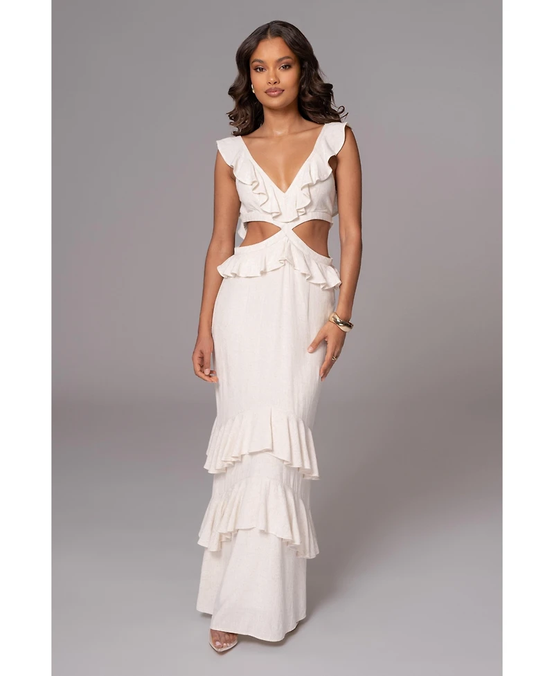 Jluxlabel Women's Sunshine Ruffle Linen Dress