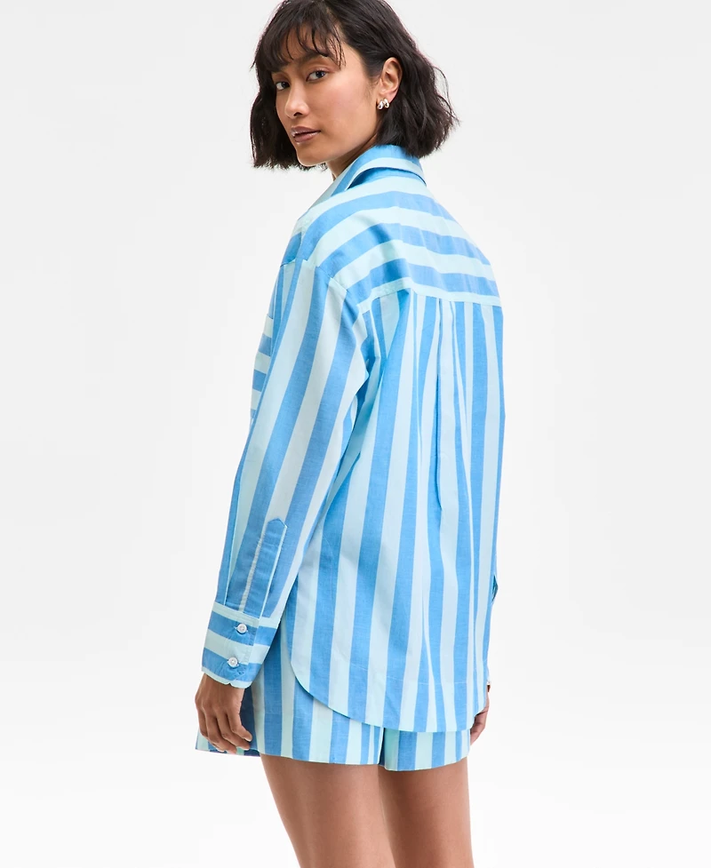 On 34th Women's Striped Long-Sleeve Shirt, Exclusively at Macy's