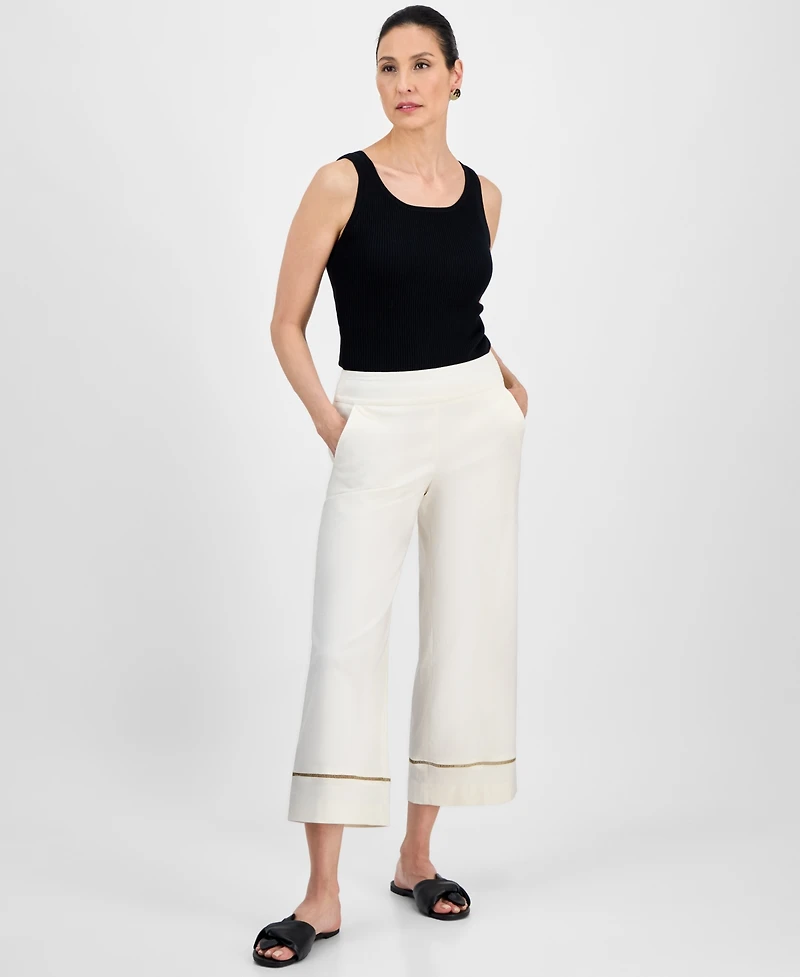 Jm Collection Women's Metallic-Trim Pull-On Capri Pants, Exclusively at Macy's