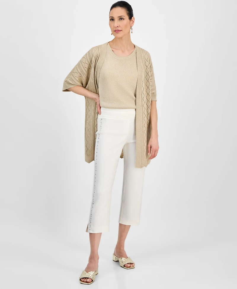 Jm Collection Women's Rhinestone Pull-On Capri Pants, Exclusively at Macy's
