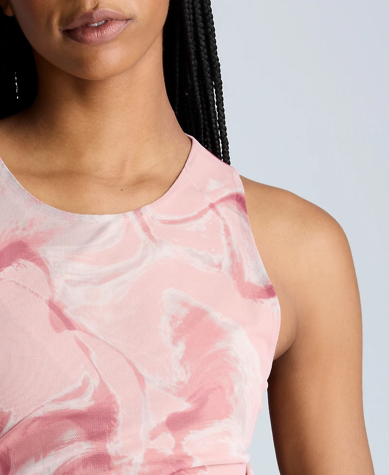 Kenneth Cole Women's Printed Ruched Asymmetrical-Hem Tank Dress