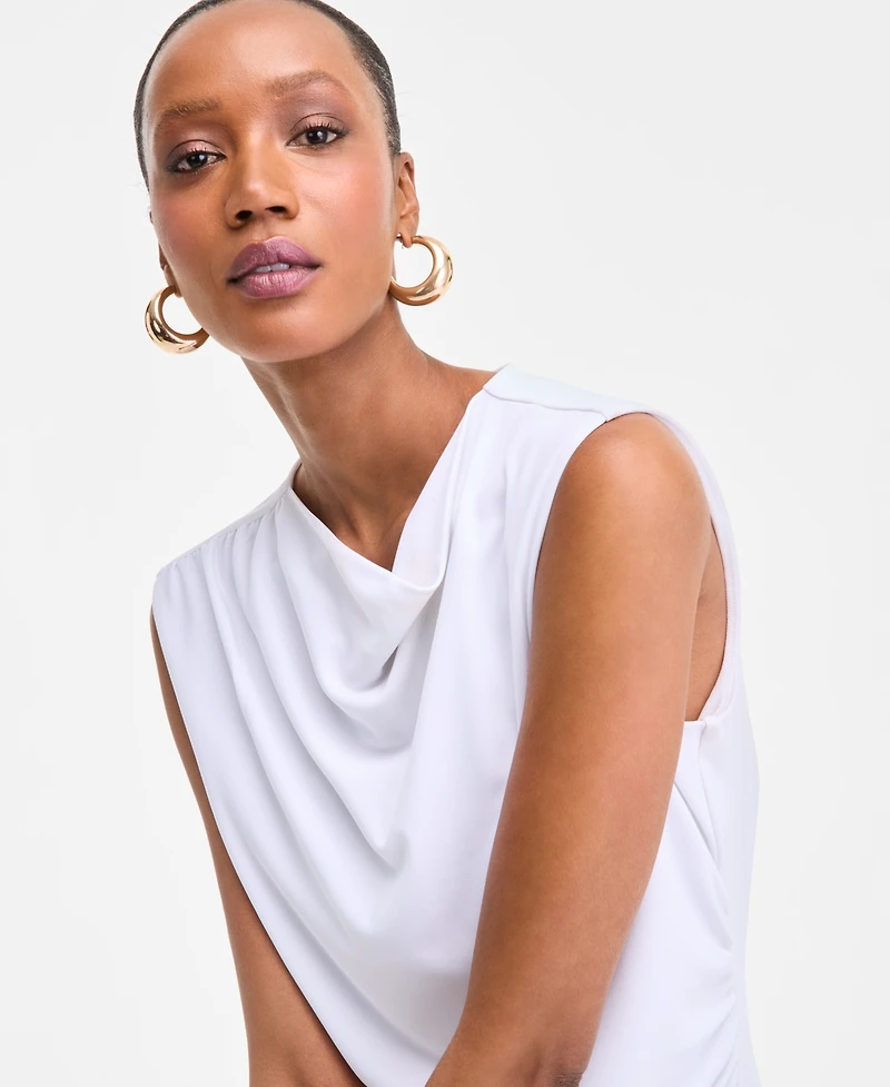 I.n.c. International Concepts Women's Cotton Extended-Shoulder Cowlneck Top, Exclusively at Macy's