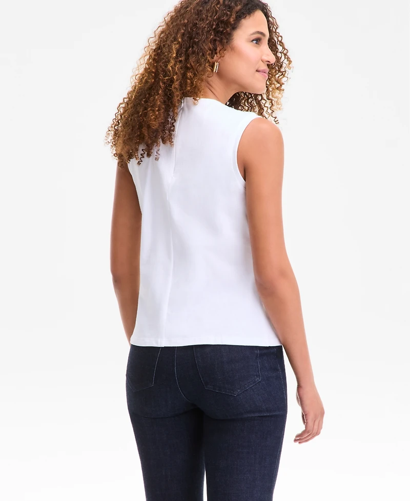 I.n.c. International Concepts Women's Embellished-Neckline Cotton Tank Top, Exclusively at Macy's