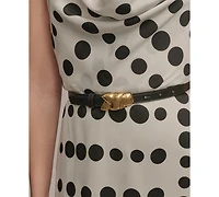Donna Karan New York Women's Polka-Dot Belted A-Line Dress