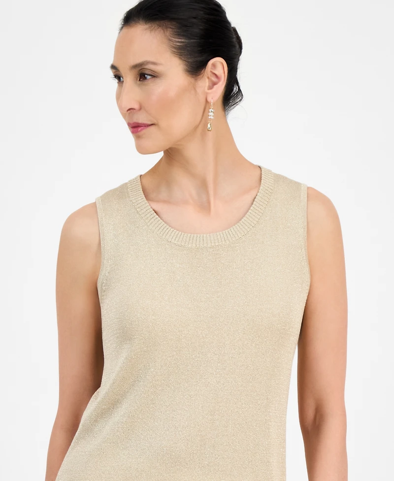 Jm Collection Petite Shine Novelty Sweater Tank Top, Exclusively at Macy's
