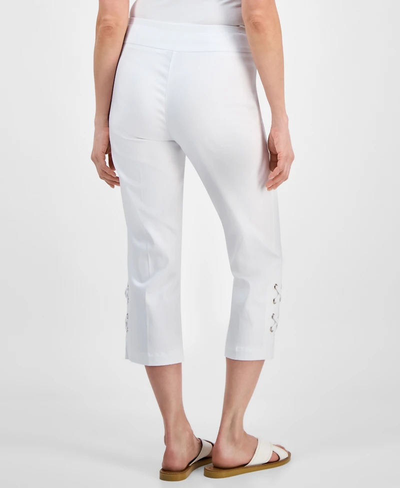 Jm Collection Women's Side Lace-Up Pull-On Capri Pants, Created for Macy's