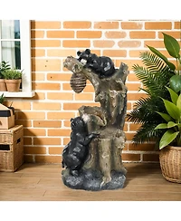 Outsunny 22.4" 3-Tier Outdoor Water Fountain with Led Lights, Pump