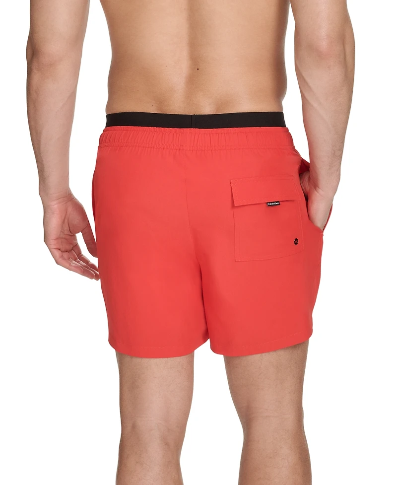 Calvin Klein Men's Logo Elastic Waist Modern Euro 5" Volley Swim Trunks