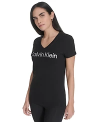 Calvin Klein Women's V-Neck Logo Short-Sleeve T-Shirt