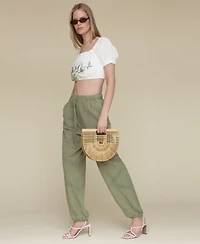 Avec Les Filles Women's Embroidered Cotton Crop Top