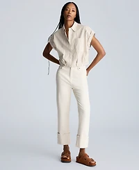 Kenneth Cole Women's Striped Short Dolman-Sleeve Cropped Shirt