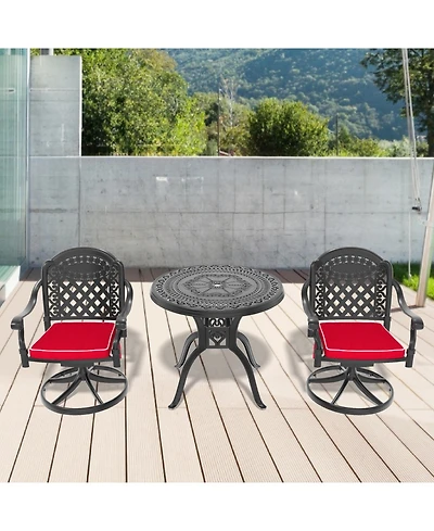 Streamdale 3-Pc Cast Aluminum Set, 2 Swivel Chairs & 31,5" Round Table