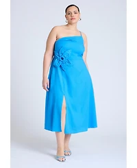 Eloquii Women's Floral Applque Midi Dress