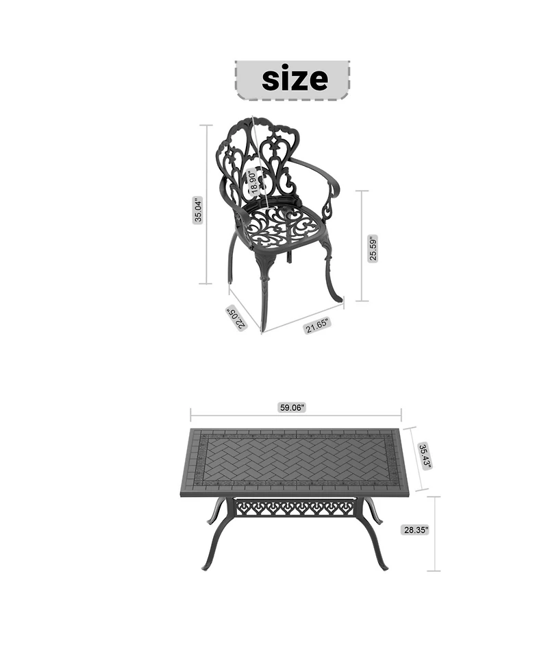 Streamdale 7pc Cast Aluminum Patio Set w/ Cushions