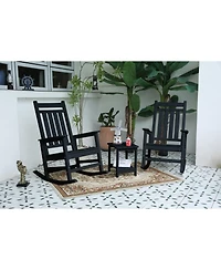 Streamdale 3-Piece Rocking Chair Set, All-Weather Rockers & Table - Black