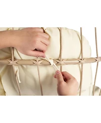 Streamdale Outdoor Garden Rattan Egg Swing Chair Hanging Chair Wood+Khaki