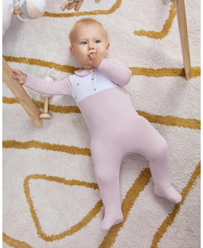 MeMoi Baby Girls Petite Hearts Pintuck Footie