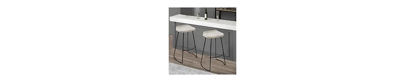 Handcrafted Backless Barstool – Washed Mango Wood Saddle Seat & Metal Base