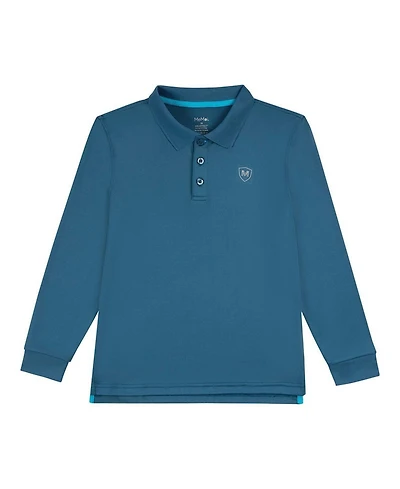 MeMoi Big Boys Silky Soft Dri-Effect Moisture Wicking Long Sleeve Polo Shirt