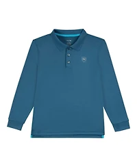 MeMoi Big Boys Silky Soft Dri-Effect Moisture Wicking Long Sleeve Polo Shirt