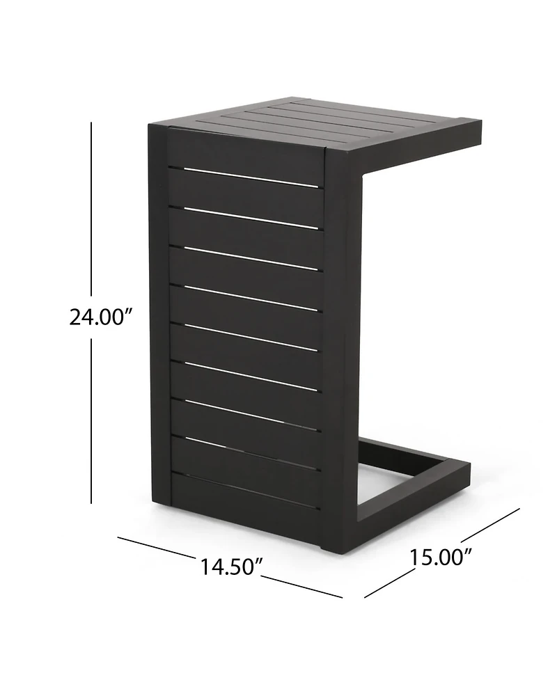 Streamdale Modern Matte Black Aluminum C-Shaped Outdoor Side Table