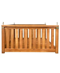 Streamdale Minimalist Twin Teak Garden Swing Bed, Safe Sloped Design