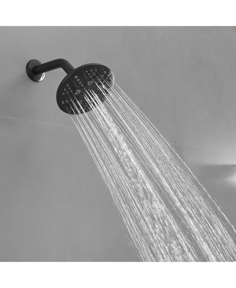 Single-Handle 6-Spray Shower Faucet Set Trim Kit 1.8 Gpm with Valve and Filtered Shower Head in Matte Black
