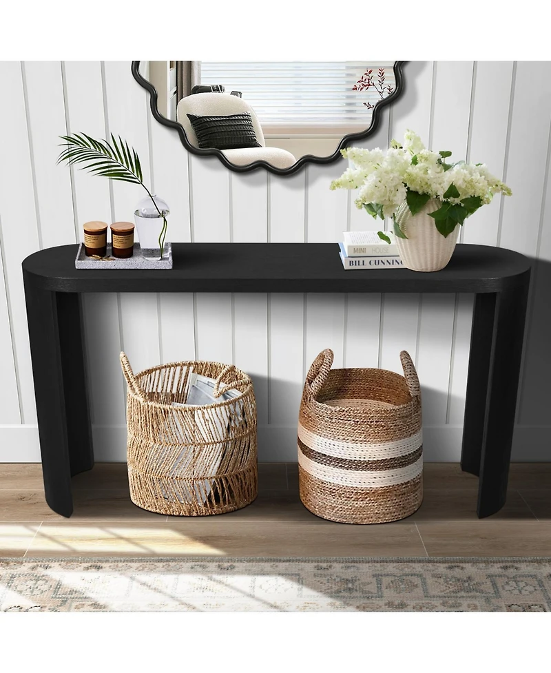 Streamdale 60" Entryway Table with Curved Legs (Black)