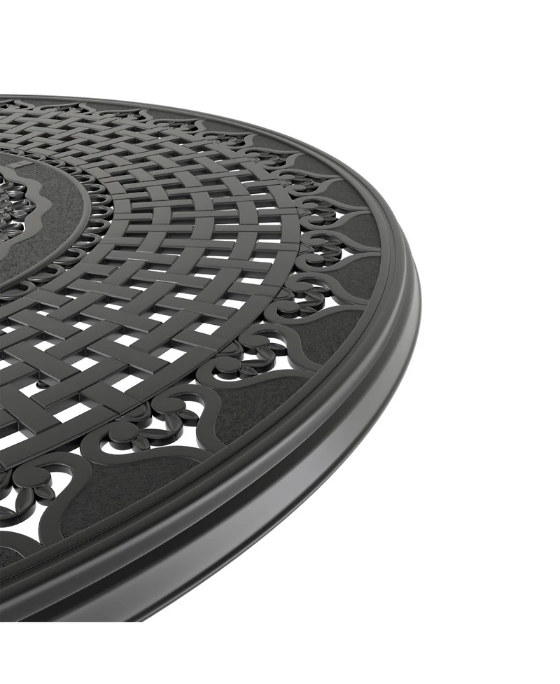 Streamdale 5-Pc Cast Aluminum Dining Set, 4 Swivel Chairs, 47" Round Table