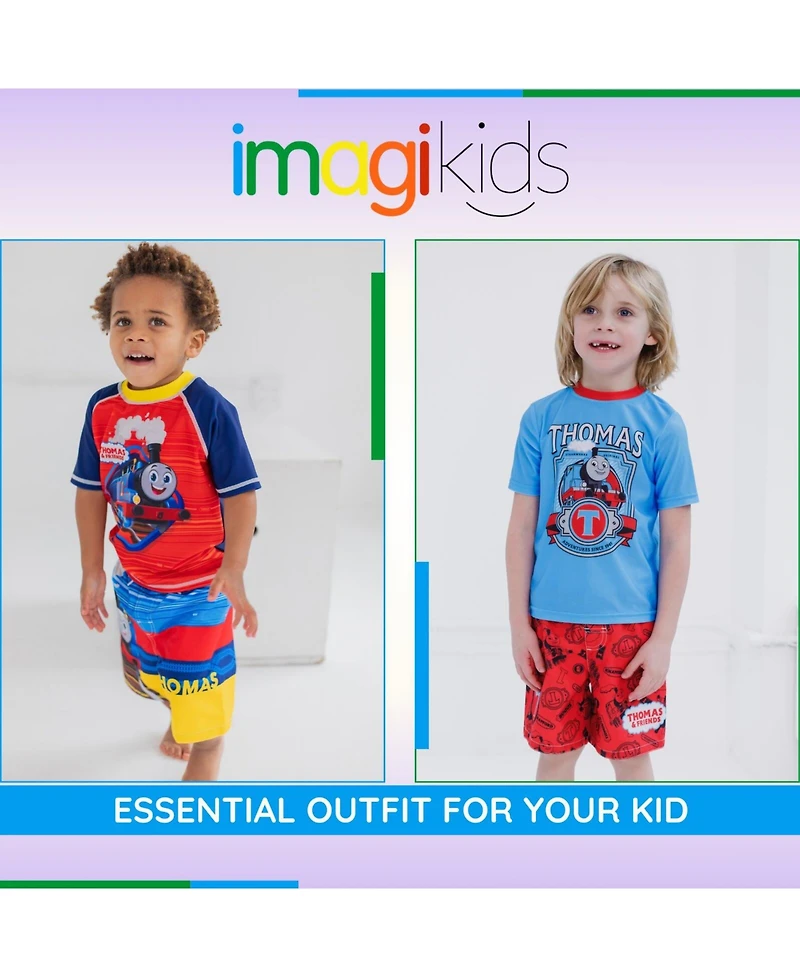 Thomas & Friends Little Boys Rash Guard and Swim Trunks Outfit Set