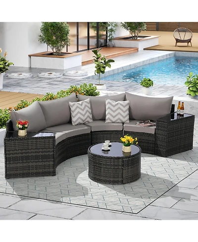 Streamdale 7-Pc Half-Moon Patio Set