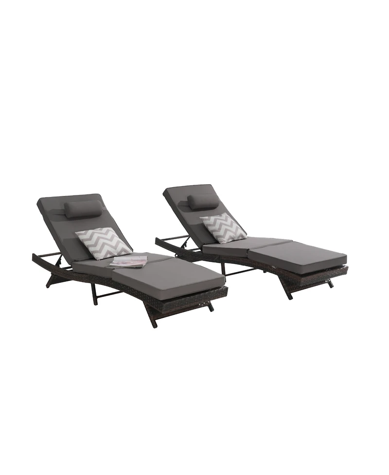 Streamdale Outdoor Wicker Reclining Lounge Chairs (Set of 2) - Beach, Pool, Garden