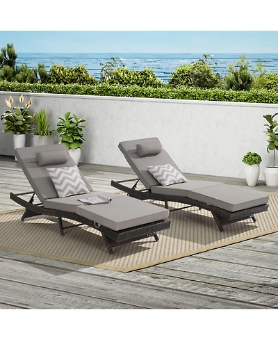 Streamdale Outdoor Wicker Reclining Lounge Chairs (Set of 2) - Beach, Pool, Garden
