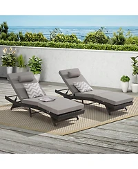 Streamdale Outdoor Wicker Reclining Lounge Chairs (Set of 2) - Beach, Pool, Garden