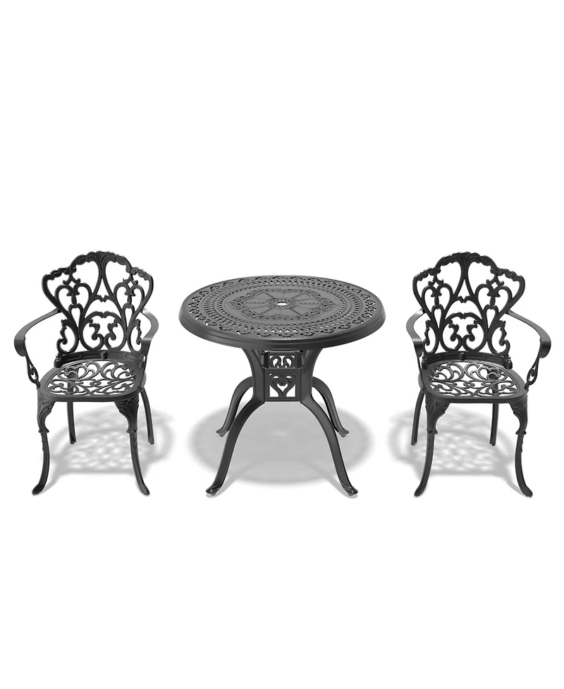 Streamdale (Cushions In Random Colors) 3-Piece Set Of Cast Aluminum Patio Furniture