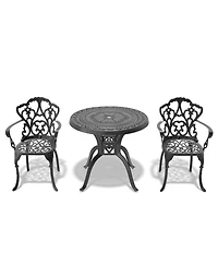 Streamdale (Cushions In Random Colors) 3-Piece Set Of Cast Aluminum Patio Furniture