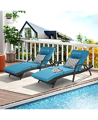 Streamdale Outdoor Wicker Reclining Lounge Chair Set, Cushioned, 150° Recline