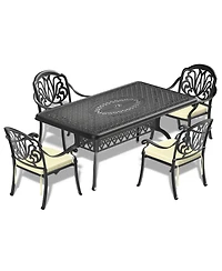 Streamdale 5-pc Cast Aluminum Patio Set, Black Frame