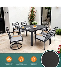 Streamdale 7-pc Aluminum Patio Set, 4 Chairs, 2 Rockers, Table (Umbrella Hole), Burbon