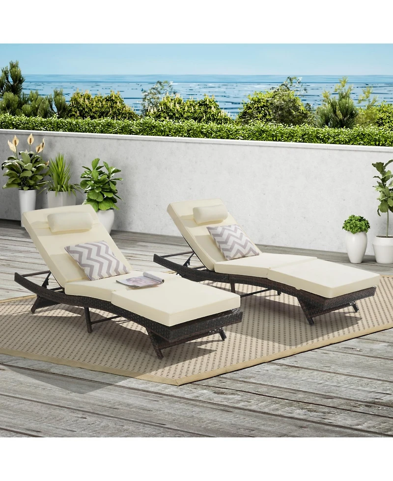 Streamdale Outdoor Wicker Reclining Lounge Chairs (Set of 2) - Beach, Pool, Garden