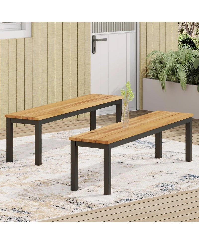 Streamdale Modern Acacia Wood & Metal Outdoor Bench - 63 Inch