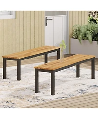 Streamdale Modern Acacia Wood & Metal Outdoor Bench - 63 Inch