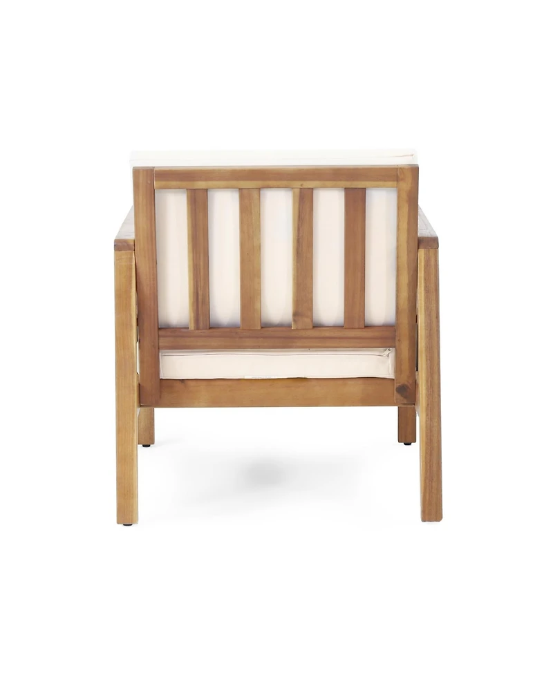 Streamdale Acacia/Wicker Outdoor Club Chair, Deep Seating, Beige Cushion
