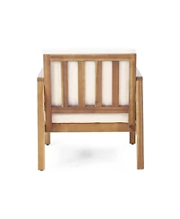 Streamdale Acacia/Wicker Outdoor Club Chair, Deep Seating, Beige Cushion