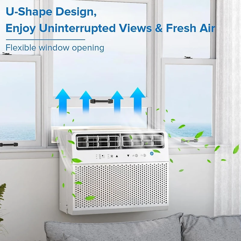 Cowsar 12000 Btu U-Shaped Window Air Conditioner Cools up to 450 Sq.Ft with 6 Modes 24H Timer, Window Ac Units, Easy to Install, Low Noise, Remote Con